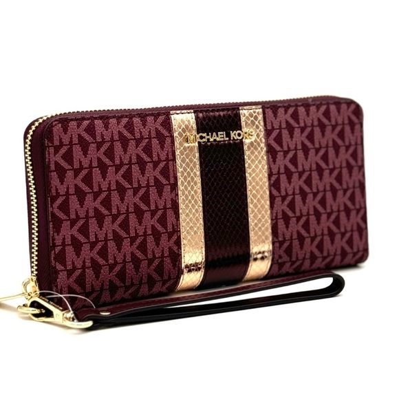 Michael Kors Large Continental Wallet Wristlet Ox Blood Multi - Picture 4 of 10